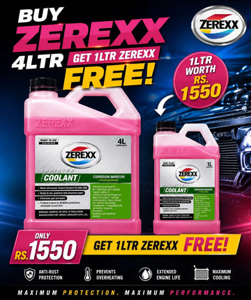 ZEREXX Radiator Coolant 4L + 1L FREE – Complete Cooling Protection Combo