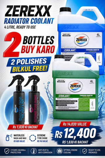 Zerexx Radiator Coolant & Car Care Combo – 2 Coolants + 2 Free Car Wash & Wax